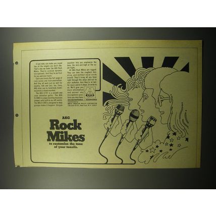 1974 AKG Rock Mikes Advertisement - D-707, D-190ES and D-1000
