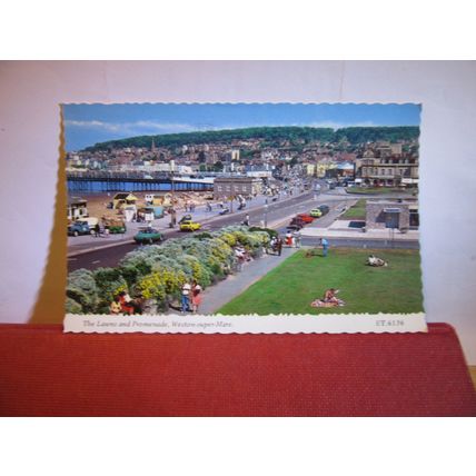 LAWNS AND PROMENADE, WESTON-SUPER-MARE, SOMERSET used postcard 1980 pm #
