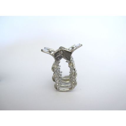 Small mini silver square shaped metal hair claw clip with crystals