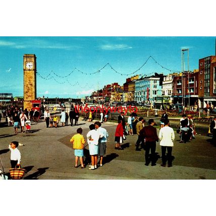 Clock Tower And Promenade, Rhyl, Wales, Postcard, 1970s