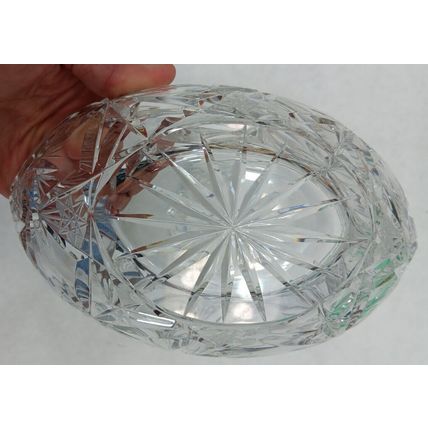 Rare Vintage Art Glass Smal Trinket Dish Basket Vortex Swirl Stars Design