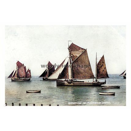 ptc2262 - Lancs. - The Fishing Fleet Sail Boats depart Fleetwood - print 6x4