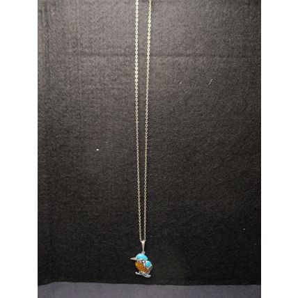 Amber and Turquoise 925 Silver Kingfisher Pendant