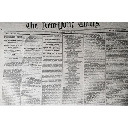 The New York Times, Sunday July 16, 1865. Civil War; Miss Harris Insanity Trial