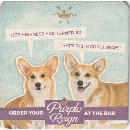 BEER MAT - GREENE KING BREWERY - PURPLE REIGN - (Cat No 344) - (2016)