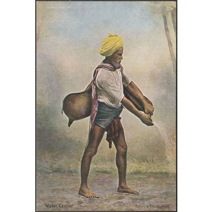 Water Carrier, Bombay, c.1905 - Clifton & Co Postcard