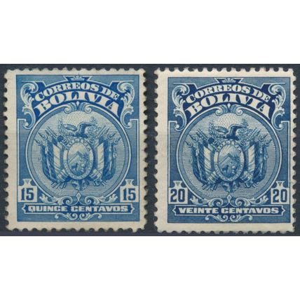 Coat of Arms: 15c & 20c P12½ - Bolivia 1925 - NM H - MiNr 138/9