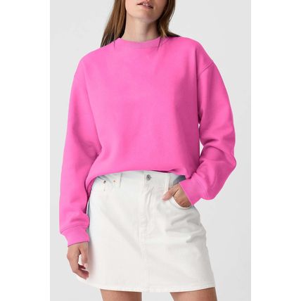 Bonbon Solid Fleece Lined Drop Shoulder Terry Sweatshirt
