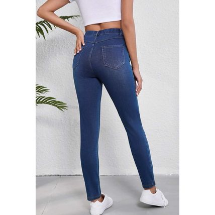 Ashleigh Blue Multiple Pockets Straight Leg Washed Stretchy Knit Casual Jeans