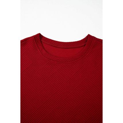 Red Dahlia Textured Loose Fit T Shirt and Drawstring Pants Set