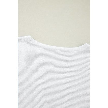 White Lightweight Ribbed Knit Button Front V Neck Cardigan