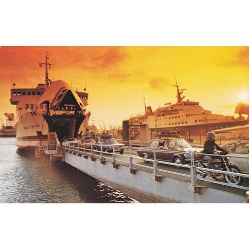 Continental Ferry Port With Ferries Unloading Cars Postcard (S11896)