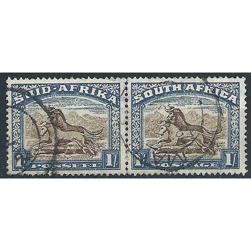 South Africa 1939 SG62 1/- Brown & Chalky Blue Fine Used PAIR ..