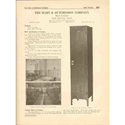 hart hutchinson company 1916 d-c steel lockers vintage catalog