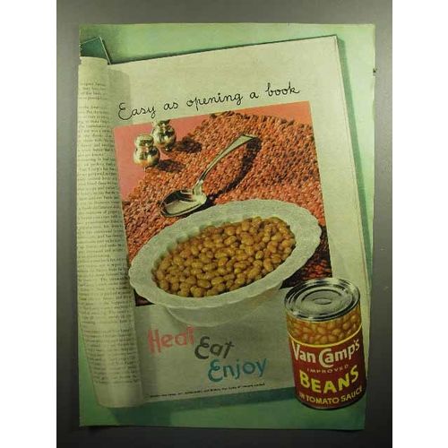 1947 Van Camp's Beans Ad - Easy as Opening a Book