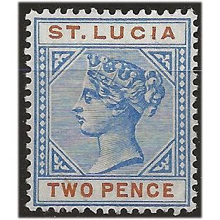 St Lucia 1898 SG45 2d Ultramarine & Orange Wmk Crown CA Mounted Mint . ..