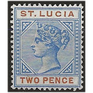 St Lucia 1898 SG45 2d Ultramarine & Orange Wmk Crown CA Mounted Mint . ..