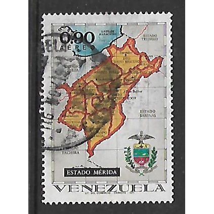 VENEZUELA 1970 MAPS & ARMS 90c MERIDA SG218 FINE USED