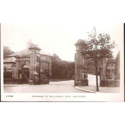 Lancaster - entrance to Williamson Park - Kingsway RP postcard c.1905-15