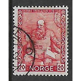 NORWAY 1941 ANNIV SNORRE STURLASON 20 ORE RED SG 326 FINE USED