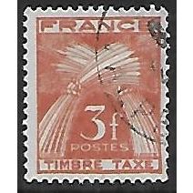 Po Mi 86 (ʘ): 3 Fr. brown-red Postage Due Stamp: Wheatsheaves