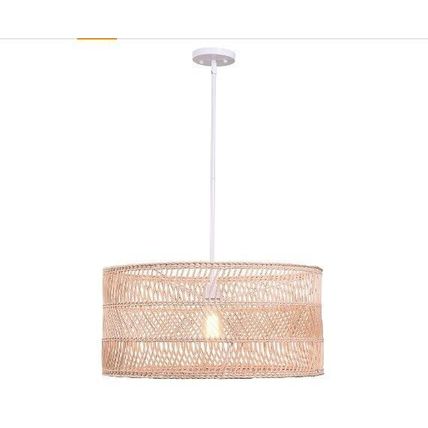Kenroy Butler 1 Light Rattan Pendant with White Finish