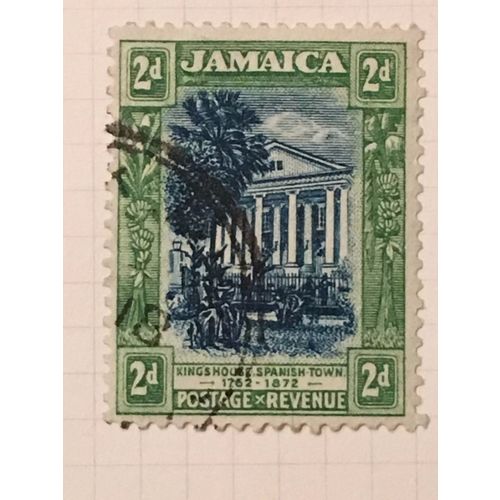 Jamaica KGV 1925 2d Indigo & Grey Green Used SG 97a stamp Kings House Spanish