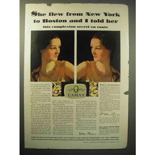 1930 Camay Soap Ad - Flew From New York To Boston