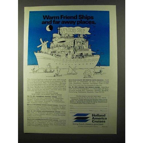 1971 Holland America Cruises Ad - Warm Friend Ships