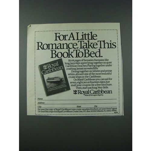 1986 Royal Caribbean Cruise Ad - For Romance, Take This Book to Bed