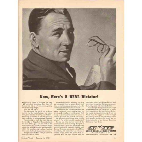 REVERE COPPER BRASS INC 1943 Now heres a real dictator WW2 vintage ad