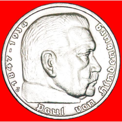 HINDENBURG (1847-1934) WITHOUT SWASTIKA:GERMANY★5 MARK 1936★LOW START★NO RESERVE