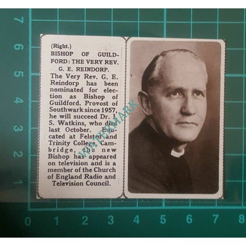 C2674) The Very Rev G E Reindorp Bishop of Guildford - 1961 Clip SMALL!