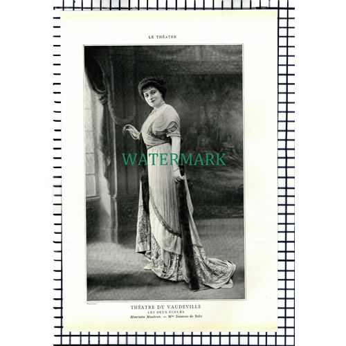 X1597) Mlle Suzanne de Behr Theatre du Vaudeville France - 1910 Book Print