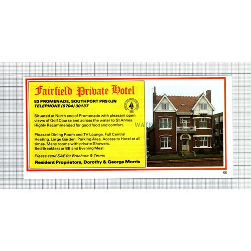 C7646) Sandsend Hotel Southport Malcolm Elliott / Fairfield Morris - 1986 Advert