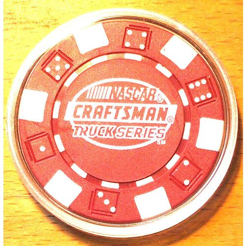 NASCAR TRUCK SERIES POKER CHIP Golf Ball Marker - 10TH ANNIVERSARY - Red
