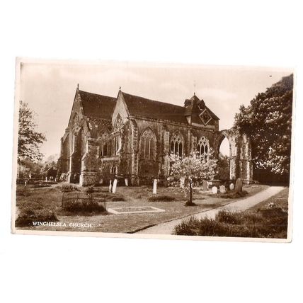 THE CHURCH, WINCHELSEA, .SUSSEX used vintage postcard. RP by Shoesmith 1955 pm