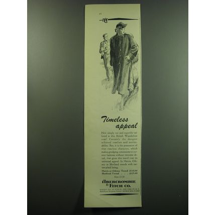 1949 Abercrombie & Fitch British Wanderlust Coat Ad - Timeless Appeal