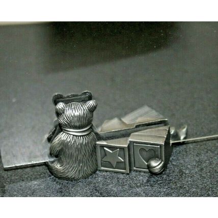 Heavy Metal Picture Holder Features Teddy Bear Blocks Pewter? Baby Room Décor