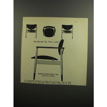 1952 Baker Furniture Chair Advertisement - Designed by Finn Juhl