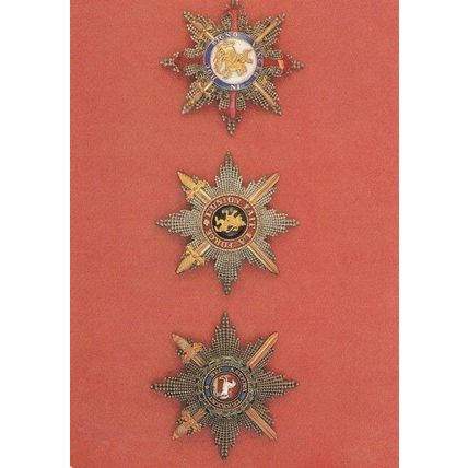Founding Order Of Leopold Belgium Star Swords Medal Military Postcard