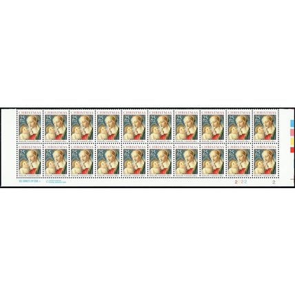 2399a, 25¢ Gold Color Omitted PL# Strip of 20 Stamps CV $500.+ - Stuart Katz