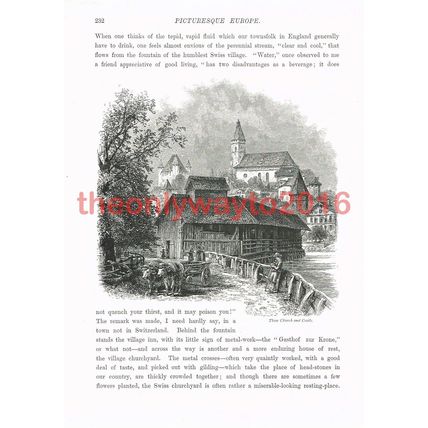 Church & Castle, Thun, Switzerland, Book Illustration (Print), c1875
