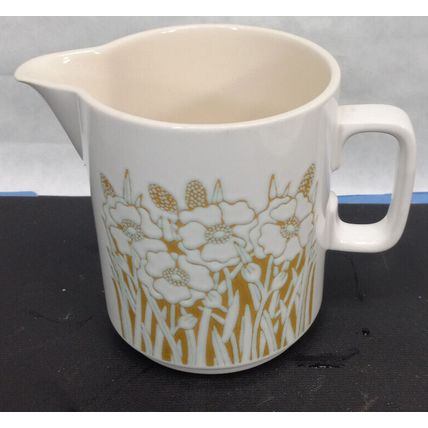 RARE Vintage 1977 Original Fleur Hornsea Gravy Jug White Gold Flowers ENGLAND