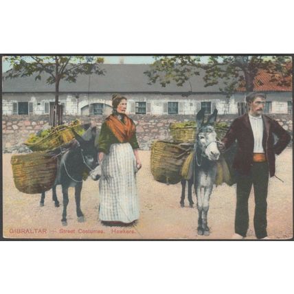 Street Costumes, Hawkers, Gibraltar, c.1910s - Commercial Tobacconist Postcard