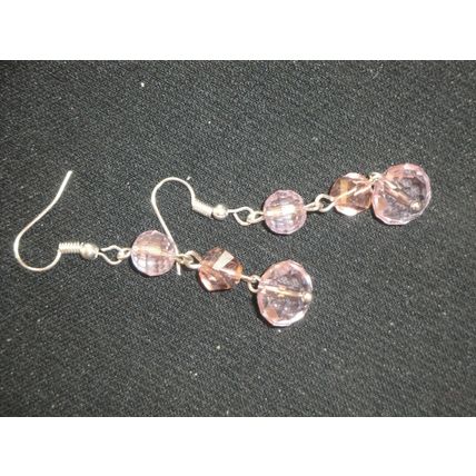 Exquisite design pink crystal glass long sparkly earrings party wedding dinner