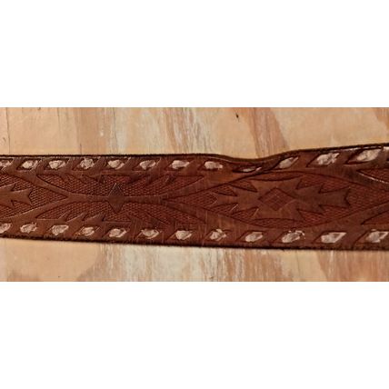 Old Navy Women's Belt Brown Medium Genuine Leather Embossed Knot Buckle