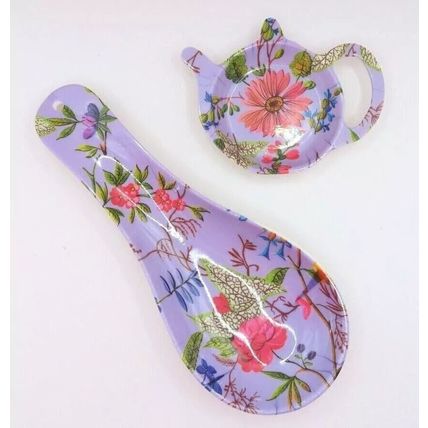 Blossom Melamine Spoon & Teabag Holder Set Kitchen Household Gift Home