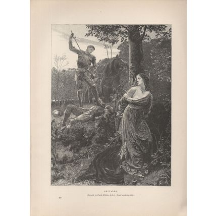 CHIVALRY 1885 Frank Dicksee - R.S. Lueders VICTORIAN ENGRAVING