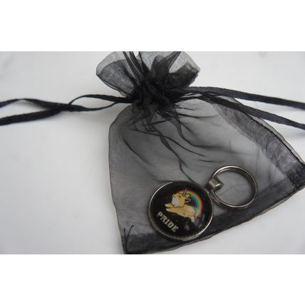 SUPER CUTE PRIDE KEYRING WITH DOGGIECORN AND RAINBOW IN GIFT BAG